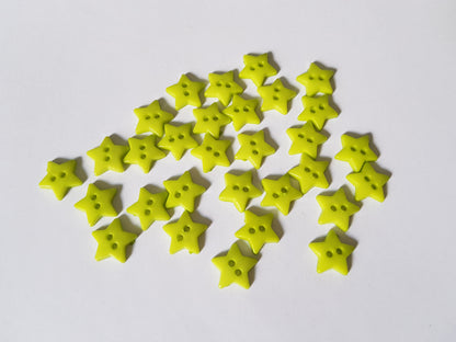 12mm acrylic star buttons - green