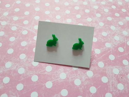 rabbit stud earrings - green