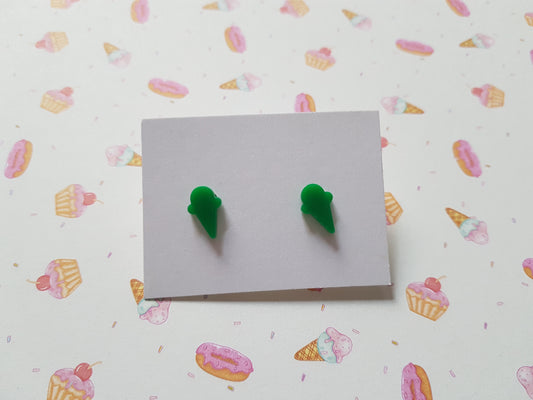 ice-cream cone stud earrings - green