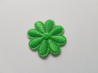 43mm iron-on flower applique - green