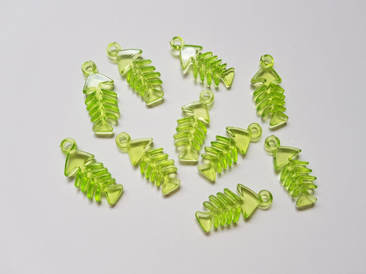 33mm acrylic fish skeleton pendants - green