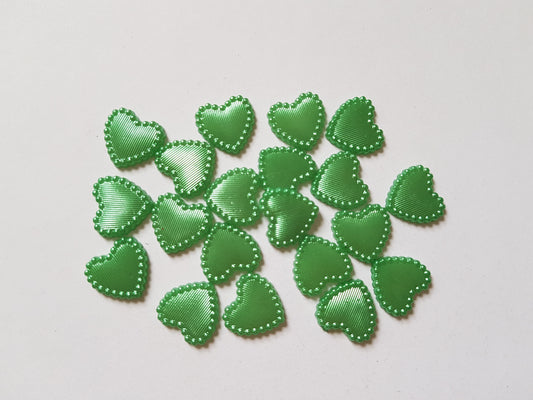 14mm acrylic pearl heart cabochons - green