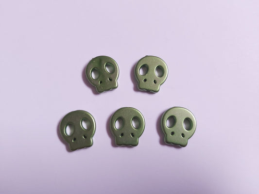 21mm metallic acrylic skull beads - green