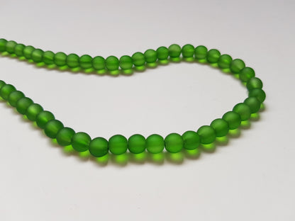 6mm frosted glass beads - green