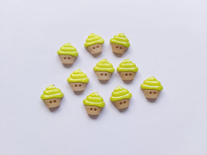 16mm 2-hole acrylic cupcake buttons - green