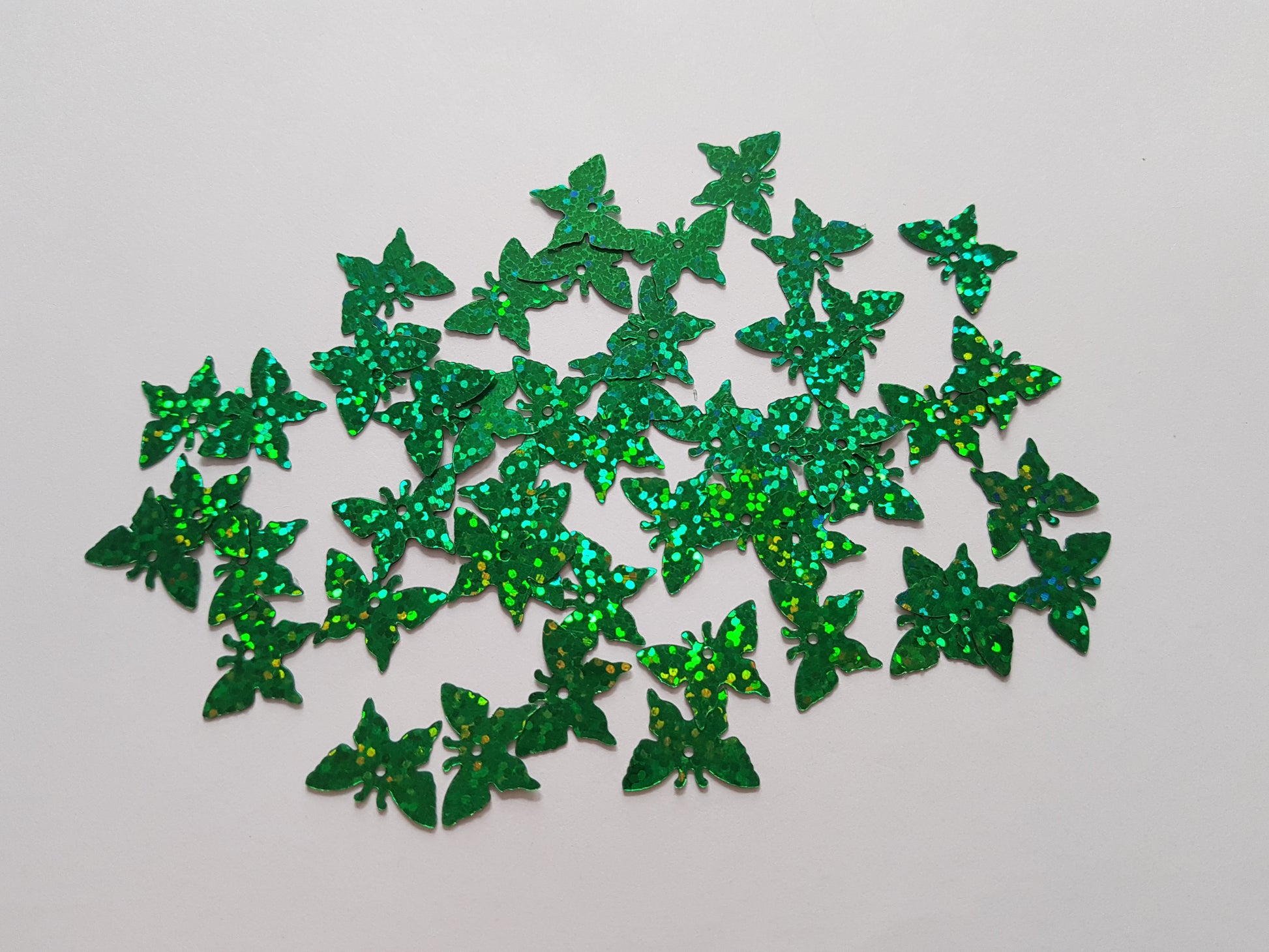 17mm holographic butterfly sequins - green