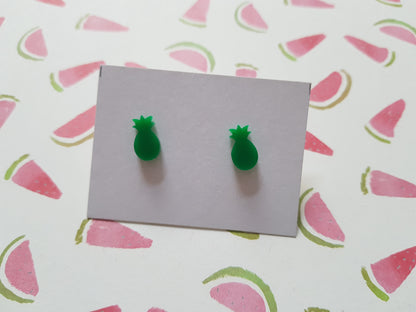 pineapple stud earrings - green