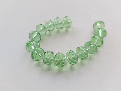 12mm faceted glass rondelle beads - green