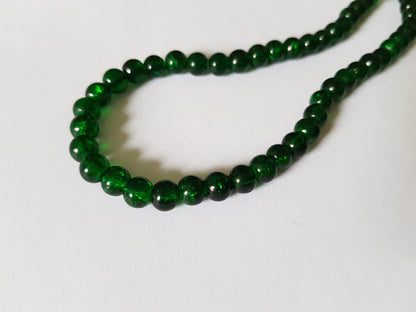 6mm crackle glass beads - green