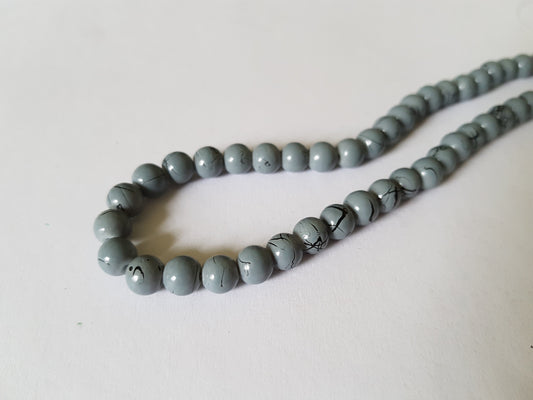 6mm drawbench glass beads - grey