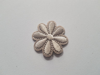 43mm iron-on flower applique - grey