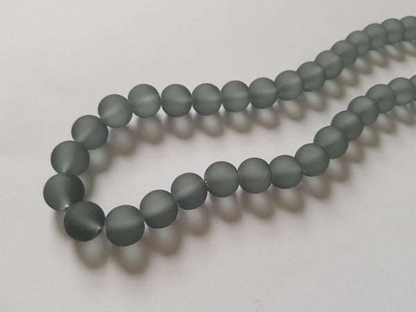 10mm frosted glass beads - grey