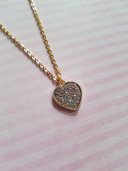 druzy heart necklace - grey