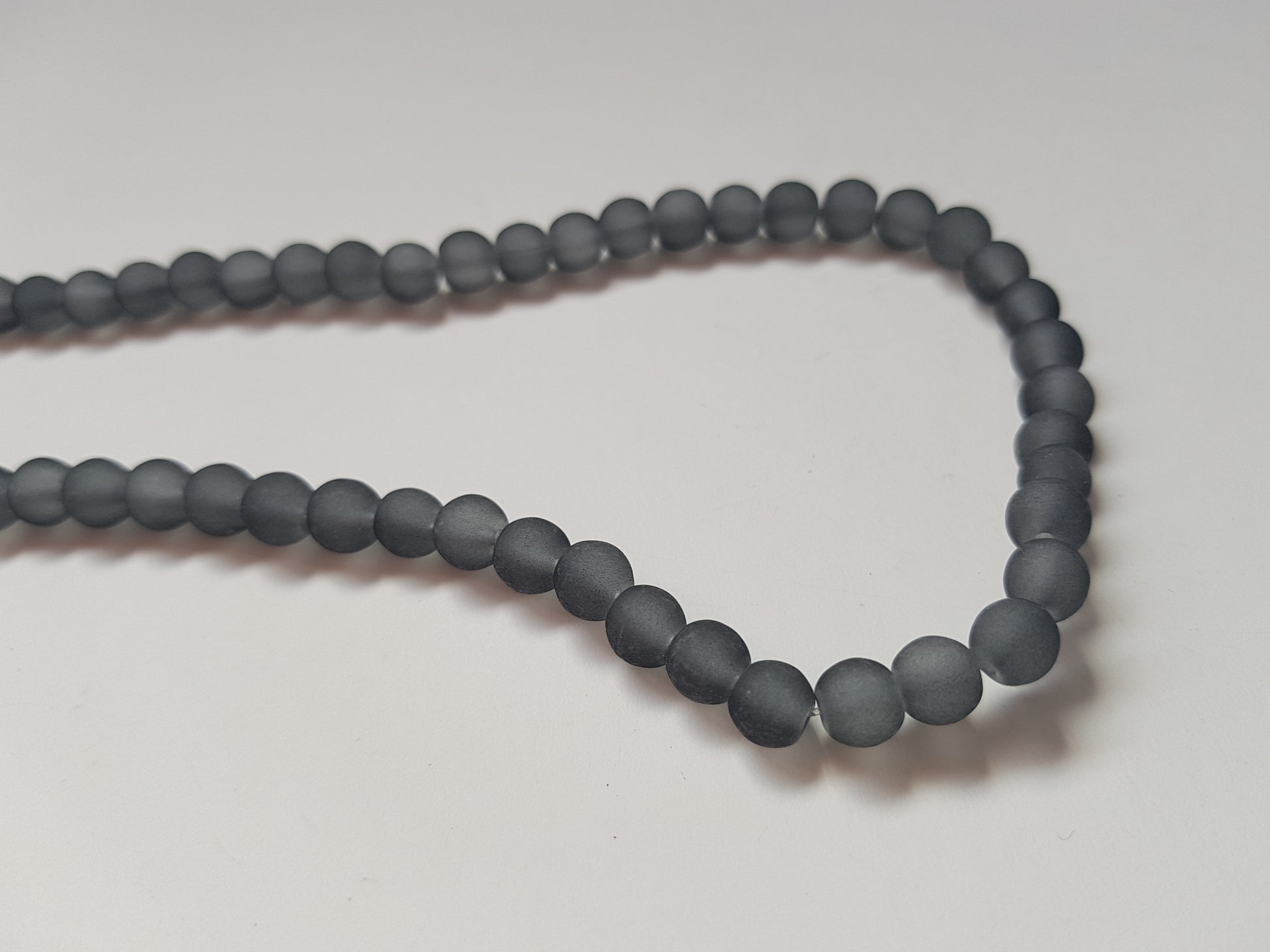 6mm frosted glass beads - grey