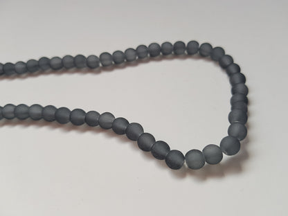 6mm frosted glass beads - grey