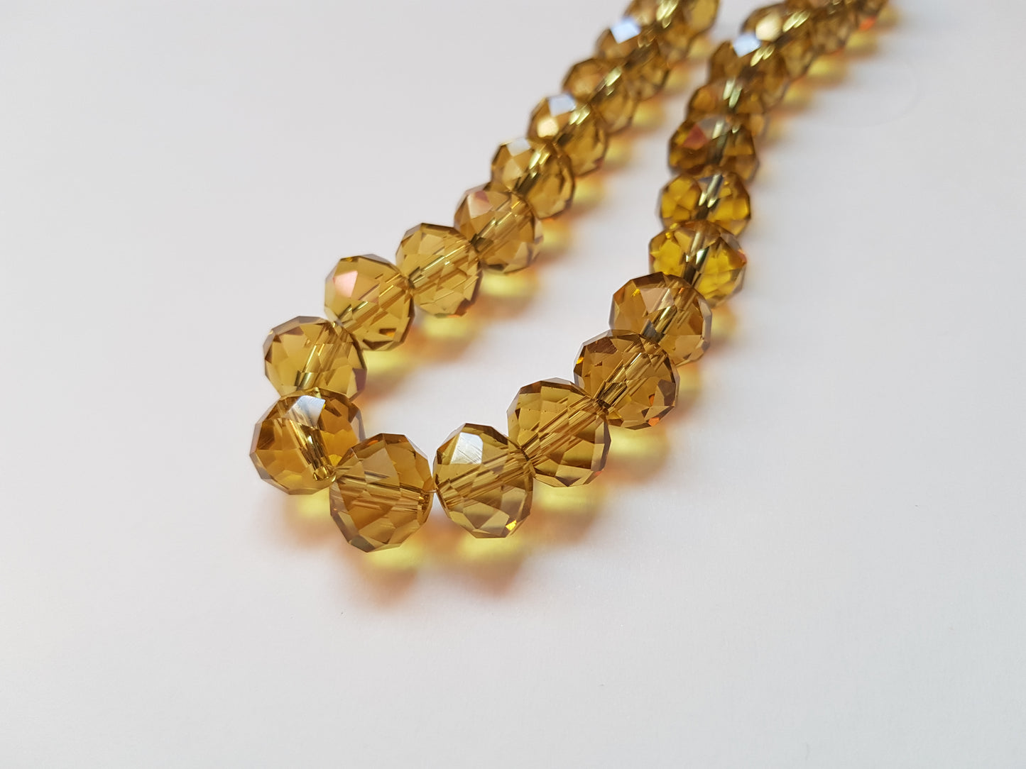 10mm faceted glass rondelle beads - honey