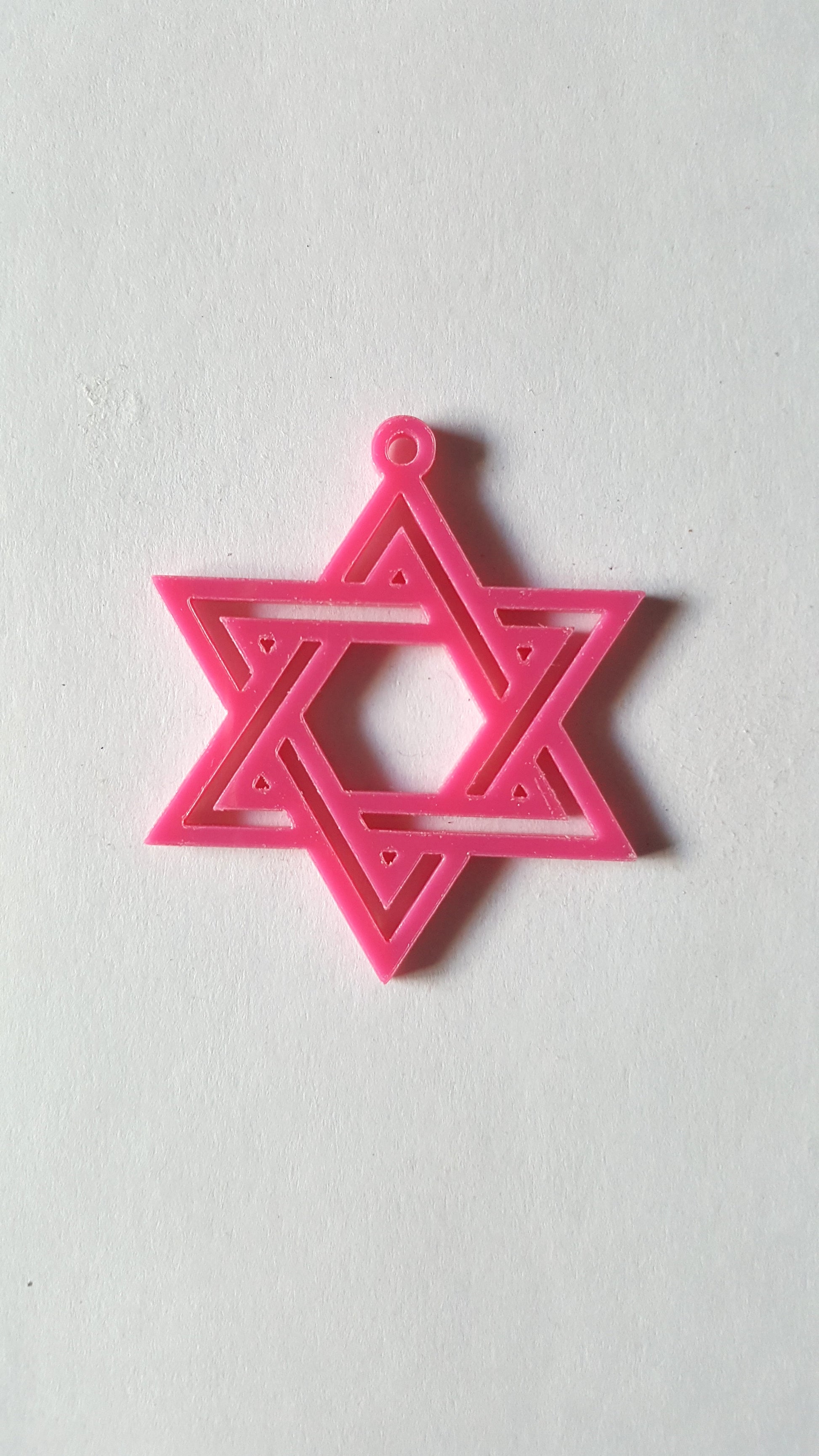55mm laser-cut acrylic star pendant - hot pink