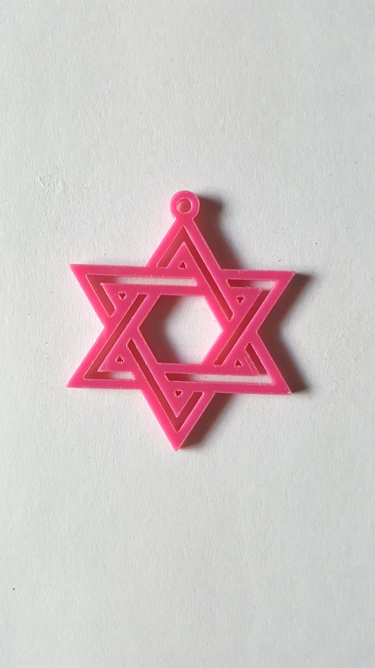 55mm laser-cut acrylic star pendant - hot pink