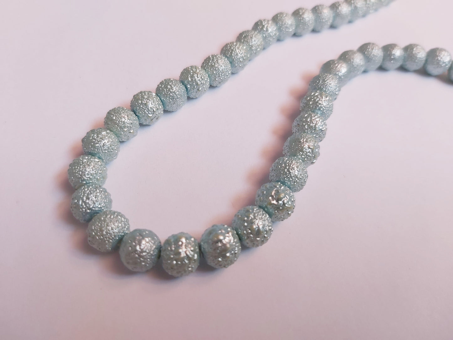 8mm matte effect glass pearl beads - icy blue