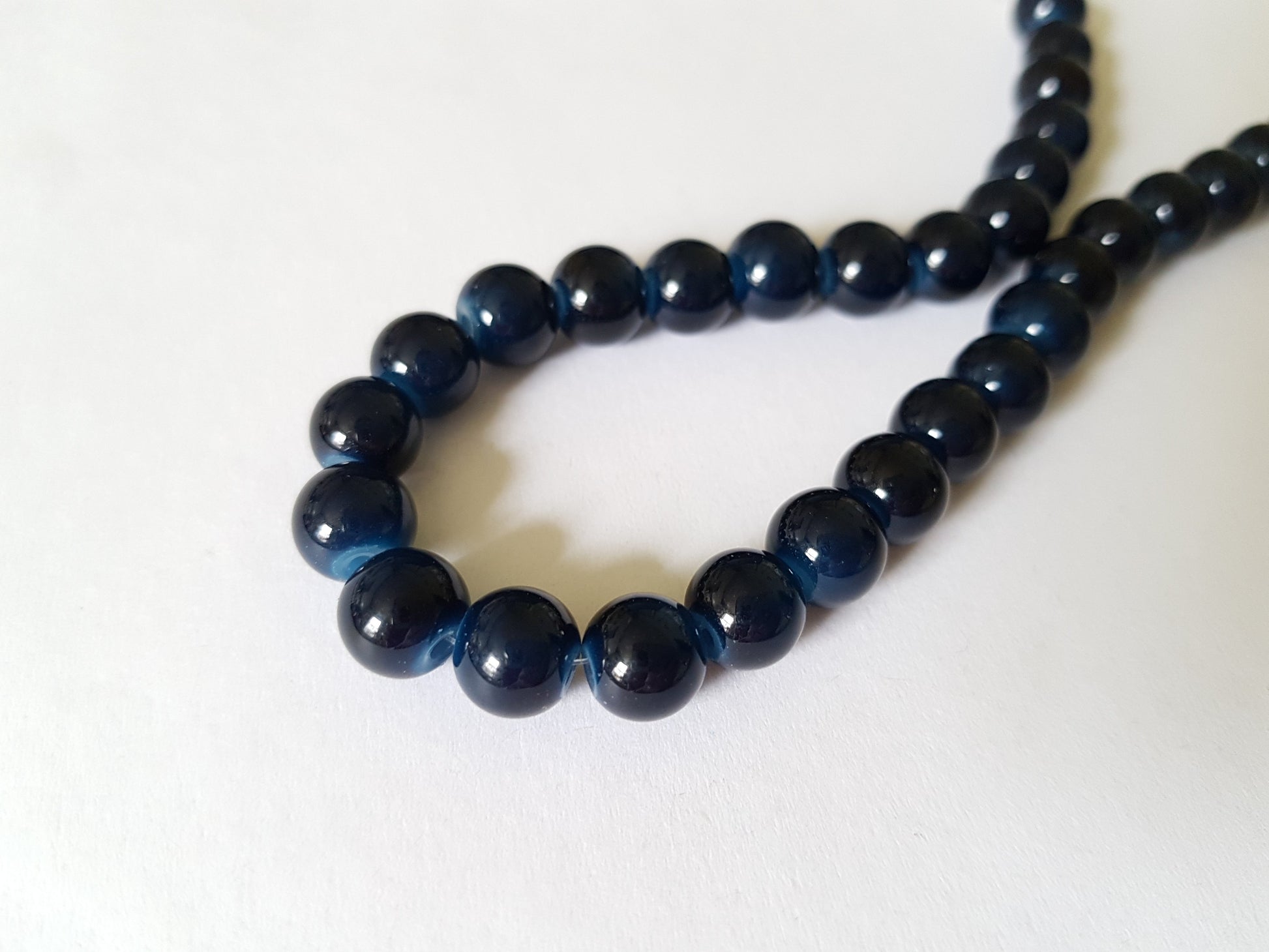 8mm imitation jade glass beads - ink