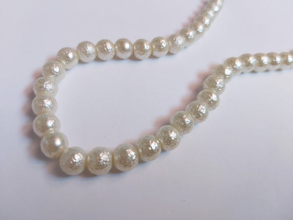 8mm matte effect glass pearl beads - ivory