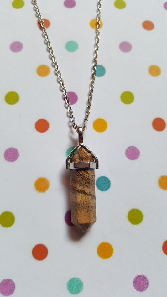 jasper bullet pendant necklace