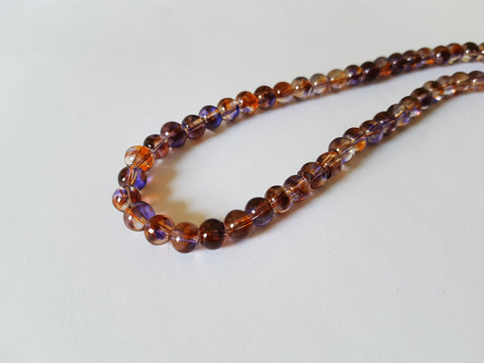 6mm mottled glass beads - lilac/amber