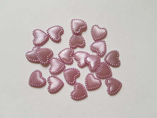 14mm acrylic pearl heart cabochons - lilac