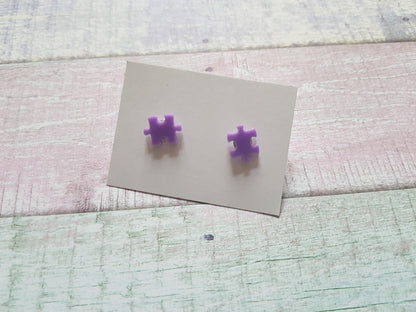 jigsaw stud earrings - lilac