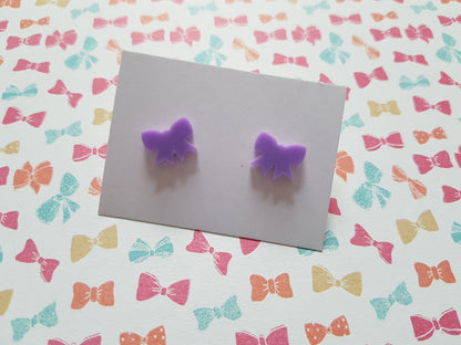 bow stud earrings - lilac