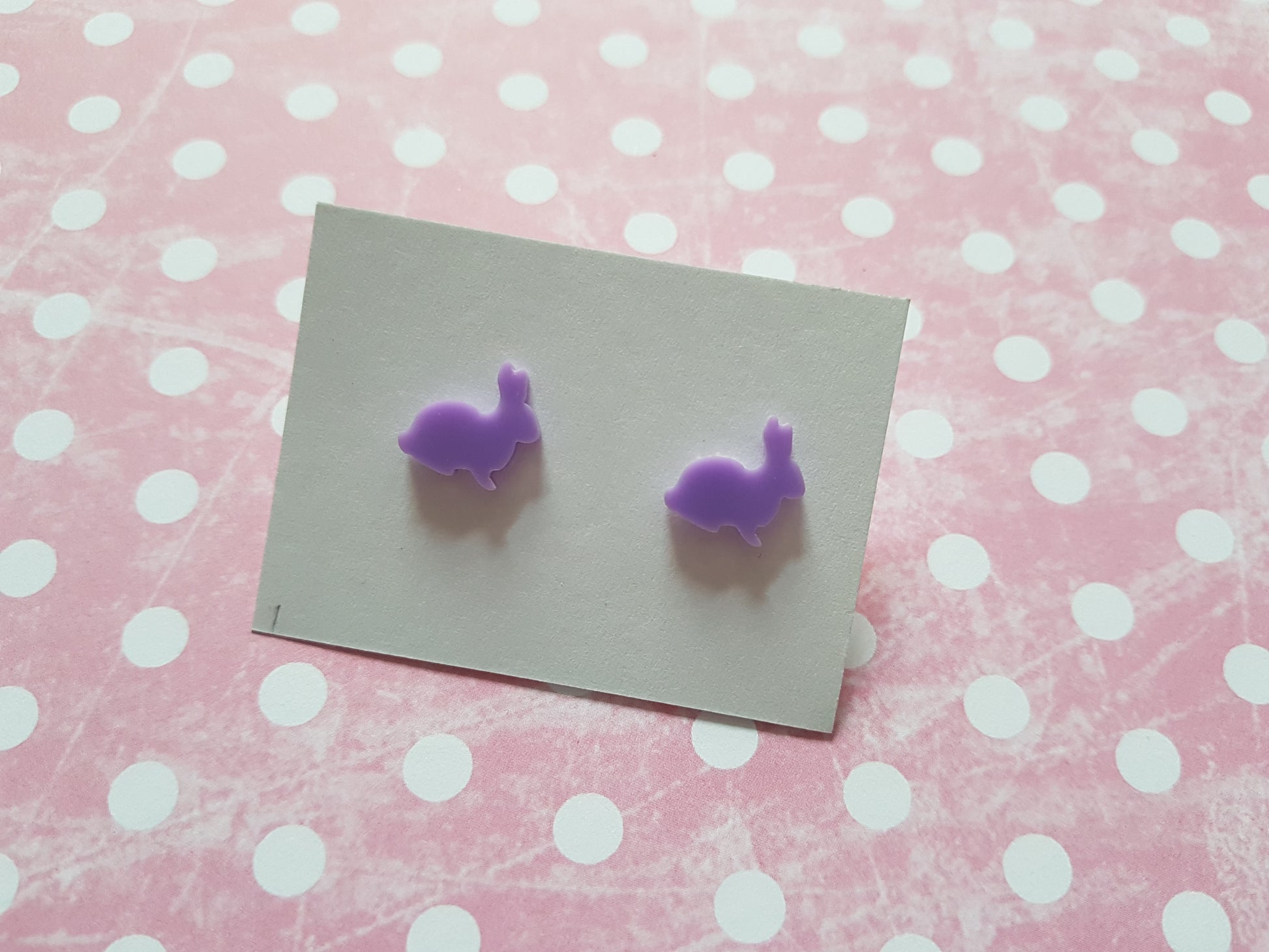 rabbit stud earrings - lilac