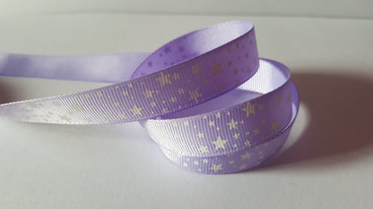 3m printed grosgrain ribbon - 16mm - stars - lilac