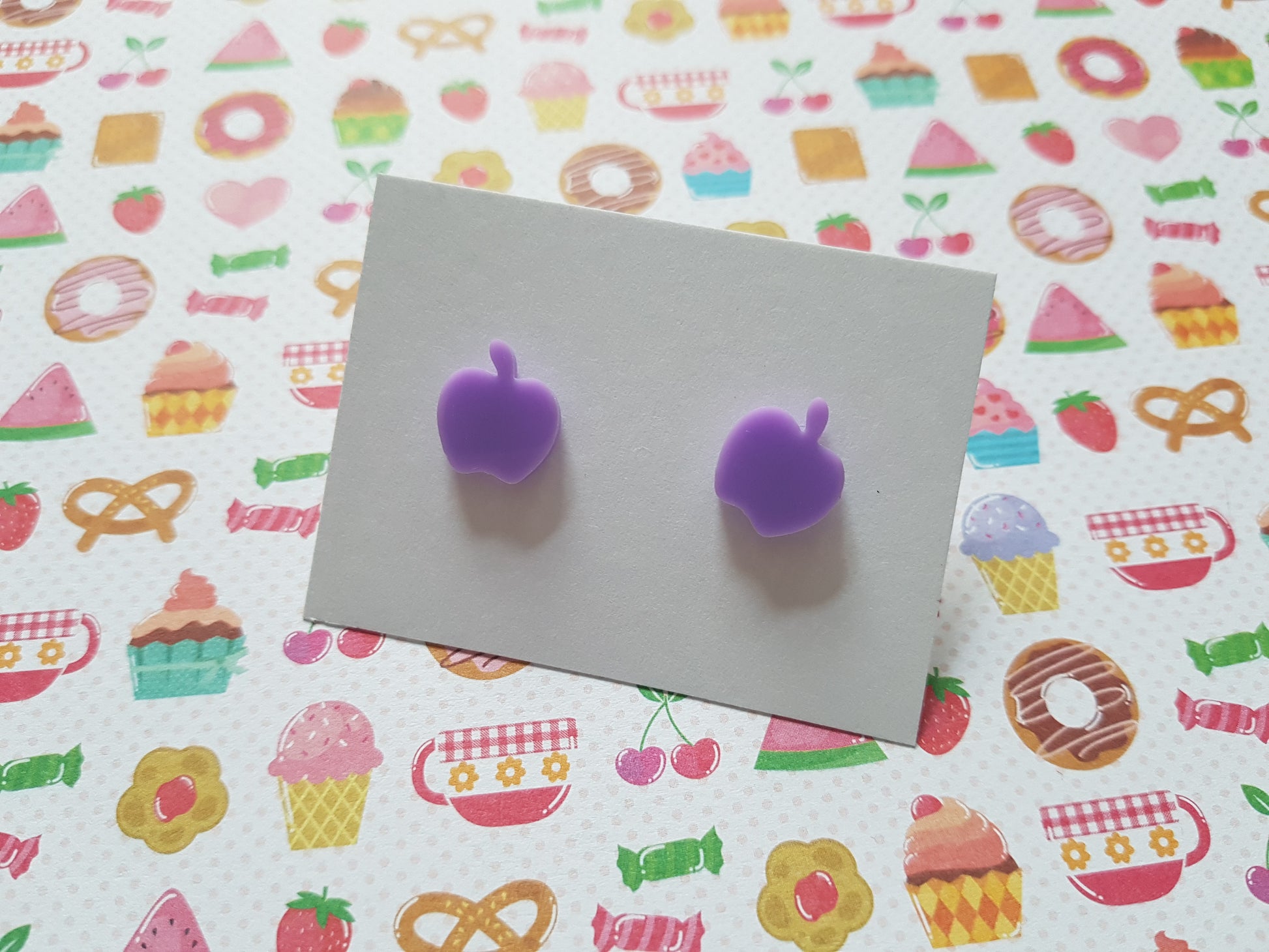 apple stud earrings - lilac