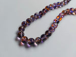 8mm mottled glass beads - lilac/amber