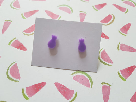 pineapple stud earrings - lilac