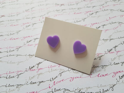 heart stud earrings - lilac