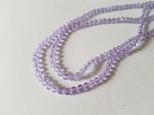 4mm faceted round glass beads - lilac 