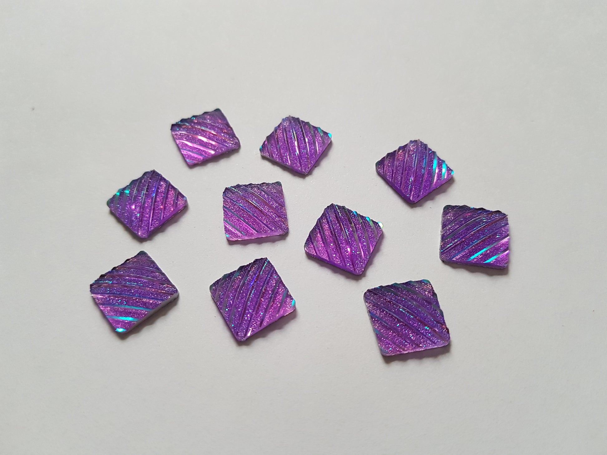 glitter square cabochons - lilac