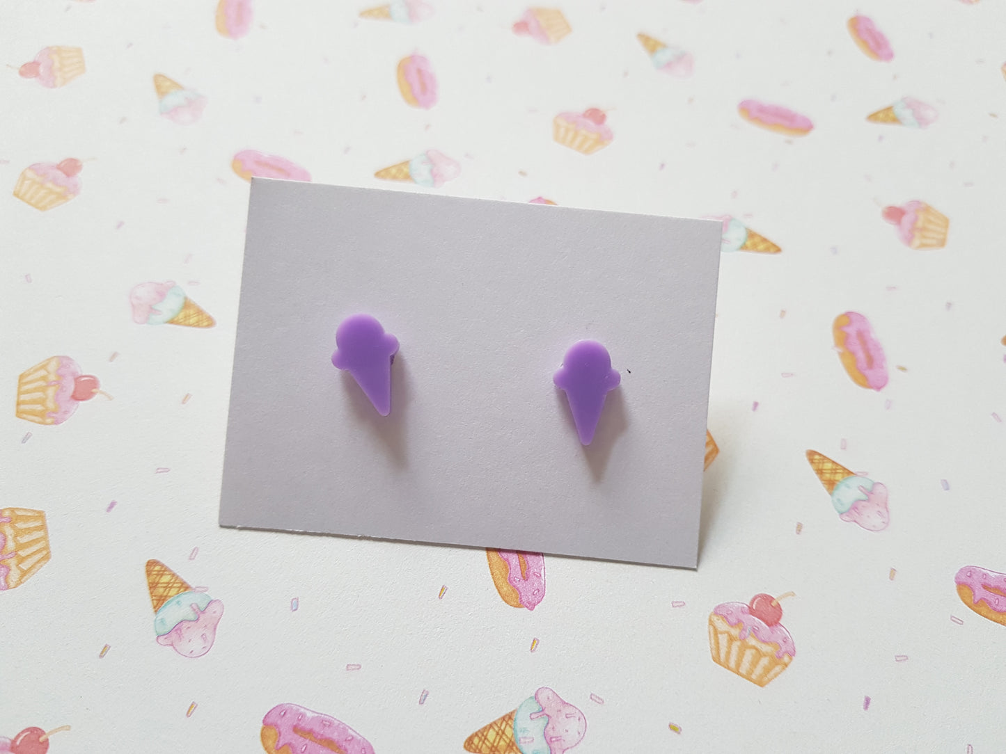 ice-cream cone stud earrings - lilac