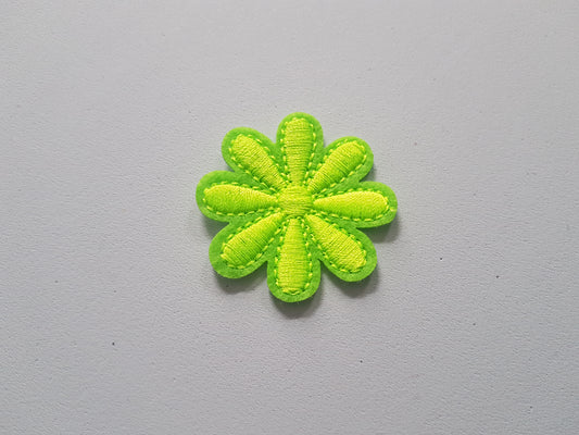 43mm iron-on flower applique - lime green