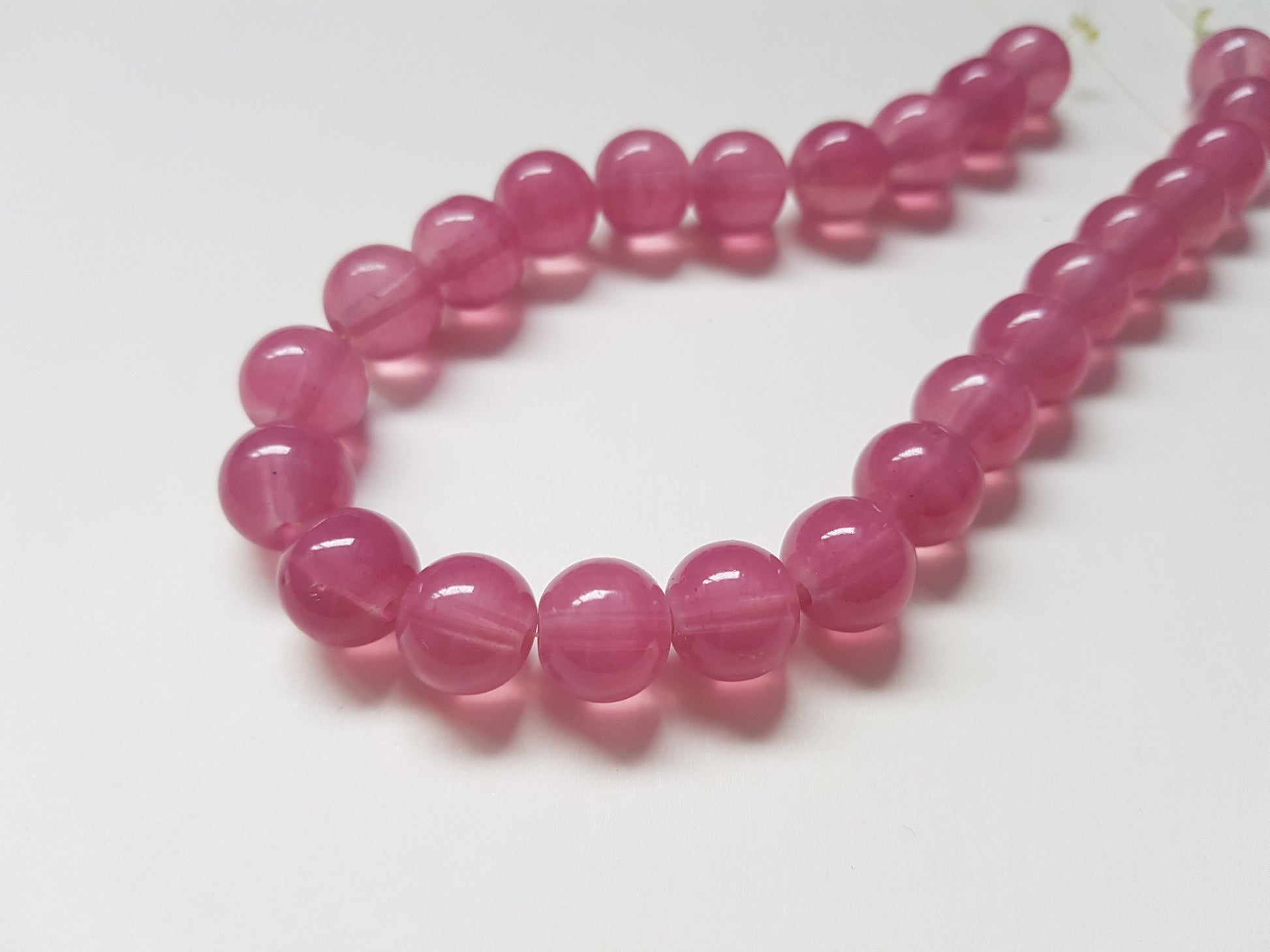 10mm imitation jade glass beads - mauve