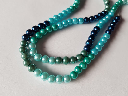 6mm glass pearl beads - mix 6 - tranquility