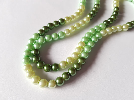 6mm glass pearl beads - mix 7 - forest