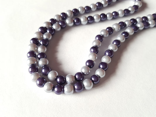 6mm glass pearl beads - mix 8 - berry