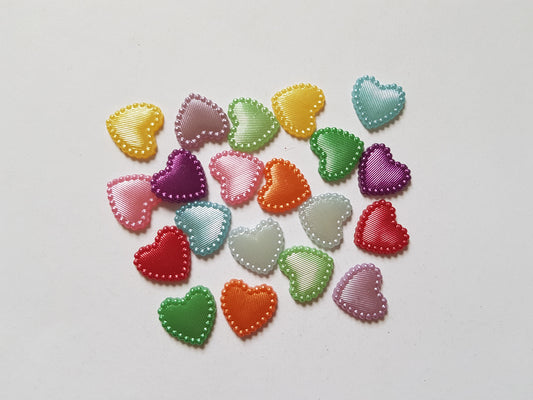 14mm acrylic pearl heart cabochons - mixed colour