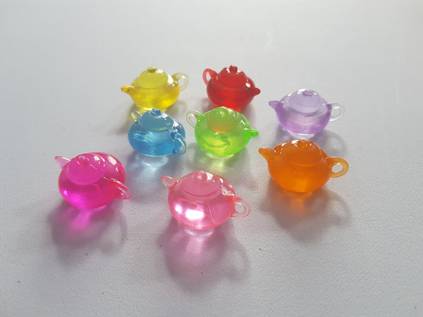 28mm acrylic teapot pendants - mixed colour 