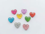 16mm resin glitter heart flatback cabochons - mixed colour 