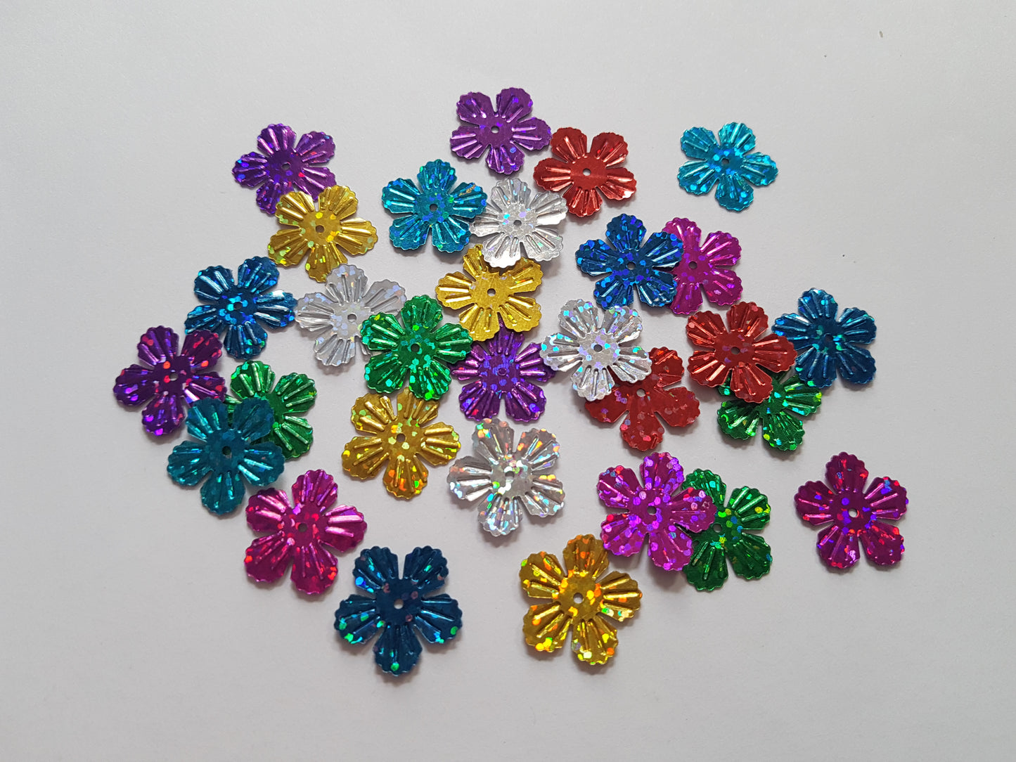 19mm holographic flower sequins - mixed colour