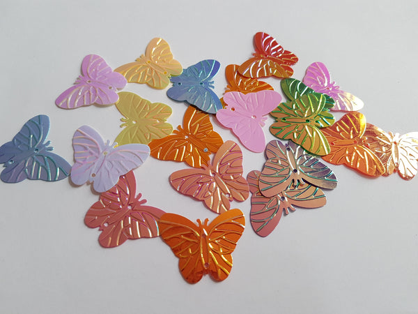 30mm AB plated butterfly sequins - mixed colour