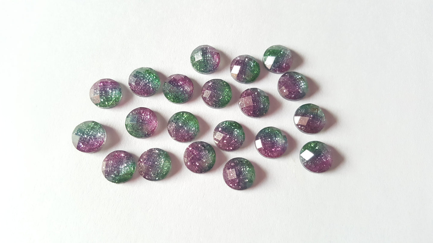 faceted glitter cabochons - multicolour